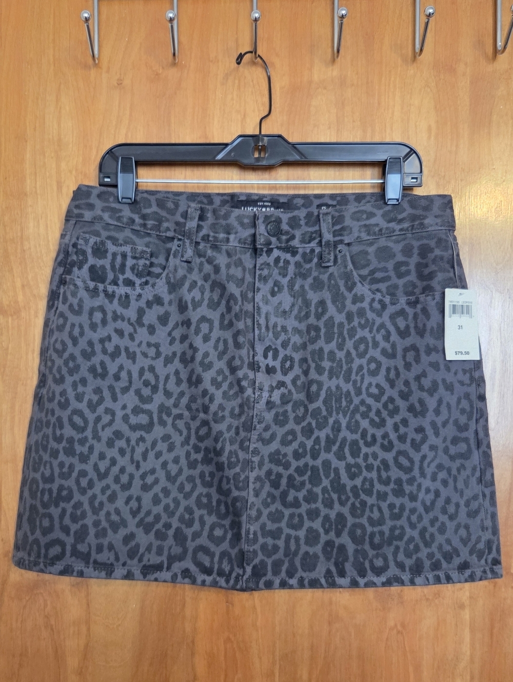 Lucky Brand Gray Leopard-Print Mini Skirt